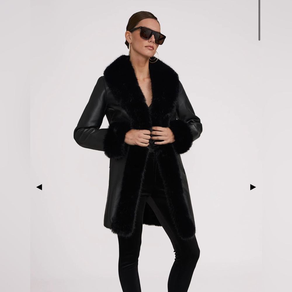 Generation Love Black Faux Fur Trim Coat